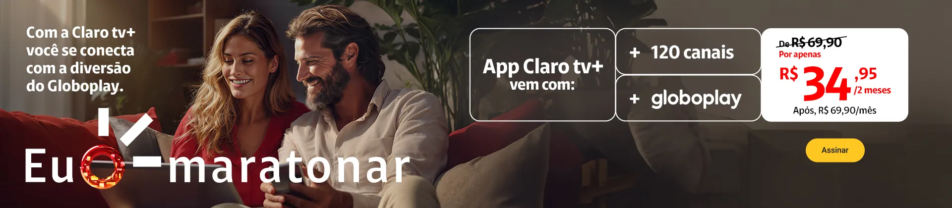 App Claro tv+ com Globoplay